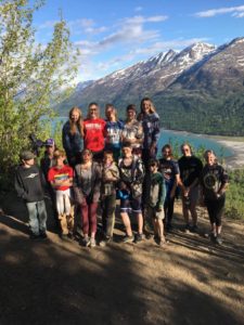 Teens made the Twin Peaks Trail hike and topped for a picture from the picnic bench