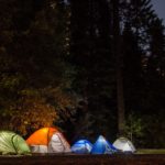 Six tents in the woods